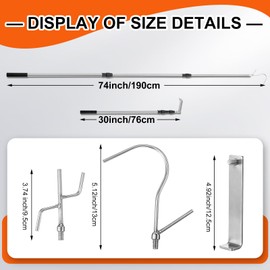 Blulu 2 Sets Truck Cargo Grabber Reach Retriever Tool Bed Buddy Truck Tool, 2 Pcs 30-74" Stainless Steel Telescoping Pull Pole with 6 Hooks (3 Styles) Efficient for Pickup SUV Boat Bed Accessories