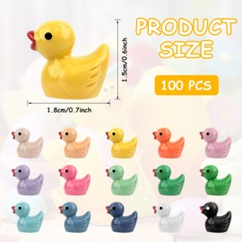 Mini Enten 100 Stück Kleine Enten Harz Plastikenten Figuren Bunte Kleine Enten Niedliche Miniaturfiguren Enten für Aquarium Garten Landschaft Puppenhaus Topfdekorationen zum Selbermachen