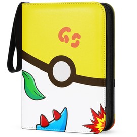 Trading Card Binder 4-Pocket, 440 Pockets Trading Card Games Collection Binder with Sleeves Yellow