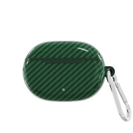 Rertnocnf Cool Carbon Fiber Grain Military-Grade Anti-Drop Case Compatible with Beats Studio Buds 2021 Creative Earphone Accessories Flexible TPU Anti-Finger Headphone Protector with Hook Green