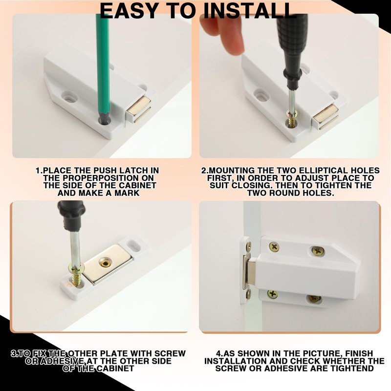 Zonon 8 Pack Magnetic Push Latch Heavy Duty Push to