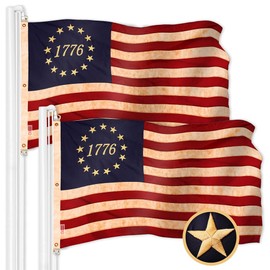 G128 2 Pack: Betsy Ross 1776 Tea-Stained Flag | 6x10 Ft | ToughWeave Pro Series Embroidered 420D Polyester | Historical Flag, Embroidered Design, Indoor/Outdoor, Brass Grommets