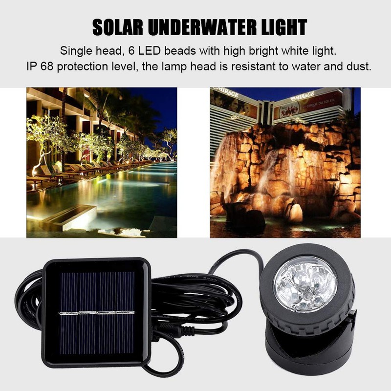 Ejoyous Solar Underwater Light, 6 LED Solar Powered Waterproof Underwater