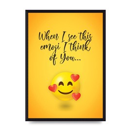 Lithobee - Emoji Love Hearts Around - Printed Wall Art Design in Sizes A2, A3 & A4 Framed in a Stylish Quality Coloured Frame or Unframed (A3 Black Brushed Frame)