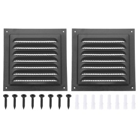 PATIKIL 6"x6" Stainless Steel Gable Vent, 2pcs Exterior Wall Outlet Vent Cover HVAC Air Grille Louvered Screen Mesh for Kitchen Bathroom Ventilation, Black