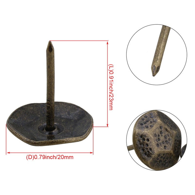 Yibuy 50 x Bronze Furniture Nails 23mm x 20mm