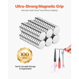VEVOR Rare Earth Magnets, 100 Pcs Strong Round Small Neodymium Magnets Disc with Transparent Storage Box, for Whiteboard, Refrigerator, Cabinet, Dry Erase Board, Home, Kitchen, Office, School