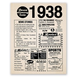 8x10 1938 Birthday Gift // Back in 1938 Newspaper Poster // 83rd Birthday Gift // 83rd Party Decoration // 83rd Birthday Sign // Born in 1938 Print