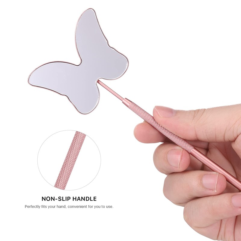 Miuffue Butterfly Lash Mirror, 2.5" Cute Eyelash Mirror, Stainless Steel