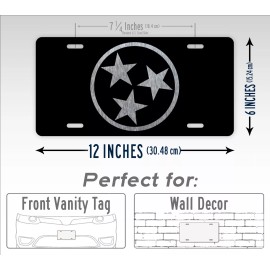 SignsAndTagsOnline.com Tennessee Flag Silhouette License Plate TN Silver Flag Brushed Aluminu Auto Tag