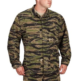 Propper Men's Uniform Ripstop BDU Coat, Asian Tiger Stripe, 60% Polyester, 40% Cotton, Small Regular