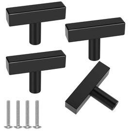 Drenky Furniture Knobs Black, 4 Pieces Cabinet Knobs Stainless Steel with Screw Vintage Cabinet Handles for Drawer, Dresser, Furniture, Kitchen, Home Decoration