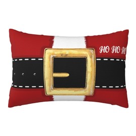 JOOCAR Christmas Throw Pillow Covers 12X20 Santa Belt Pillowcase Decorative Cushion Case for Farmhouse Holiday Winter Decor