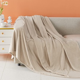 BEAUTEX Fleece Blanket King Size Super Soft Flannel Throw Blanket Lightweight Fuzzy Plush Blanket for Couch Sofa or Bed All Seasons (Ivory, 108" x 90")