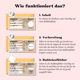 Travel voucher, scratch sticker, boarding pass, gift for couples, scratch sticker for self-labelling, voucher for travel, gift ideas, surprise trip