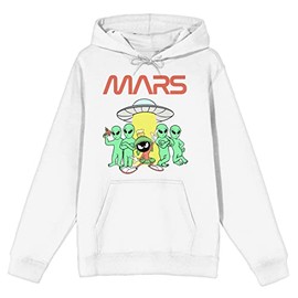 Bioworld Looney Tunes Marvin the Martian Mars Logo Men's White Sweatshirt-XX-Large