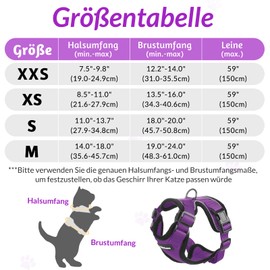 Rabbit goo cat harness with lead, escape proof cat lead, kitten puppy harness adjustable cat harness soft chest harness for cats small dogs rabbits reflective stripe cat vest