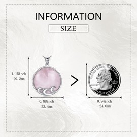 AXELUNA Ocean Wave Necklaces Sterling Silver Wave Rose Stone Beach Pendant Necklaces Jewelry for Women