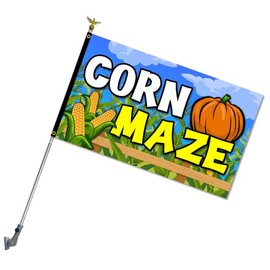 VISTA PRODUCTS Corn Maze - Pumpkins Premium 3x5 Flag Kit (Spinning Pole & Adjustable Mount)