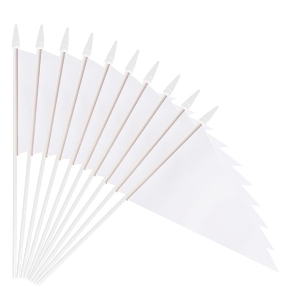 Krmkot 20 Pack White Pennant Flags Small Mini Hand Held