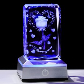 kertari Anniversary Present for Girlfriend, Healing Goods, Women's, Popular [Genuine] K9 Crystal, Rose, Artificial Flower, Light, Birthday, Mother's Day, Retirement, Valentine's Day, Wedding