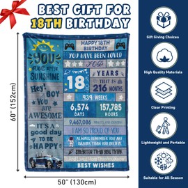 Xinvery 18th Birthday Gifts for Boys,18th Birthday Decorations Boys 18 Year Old Boy Birthday Gifts Happy Birthday Gifts Blankets Best Gifts Ideas for Teen Boy Throw Blankets 50"X60"