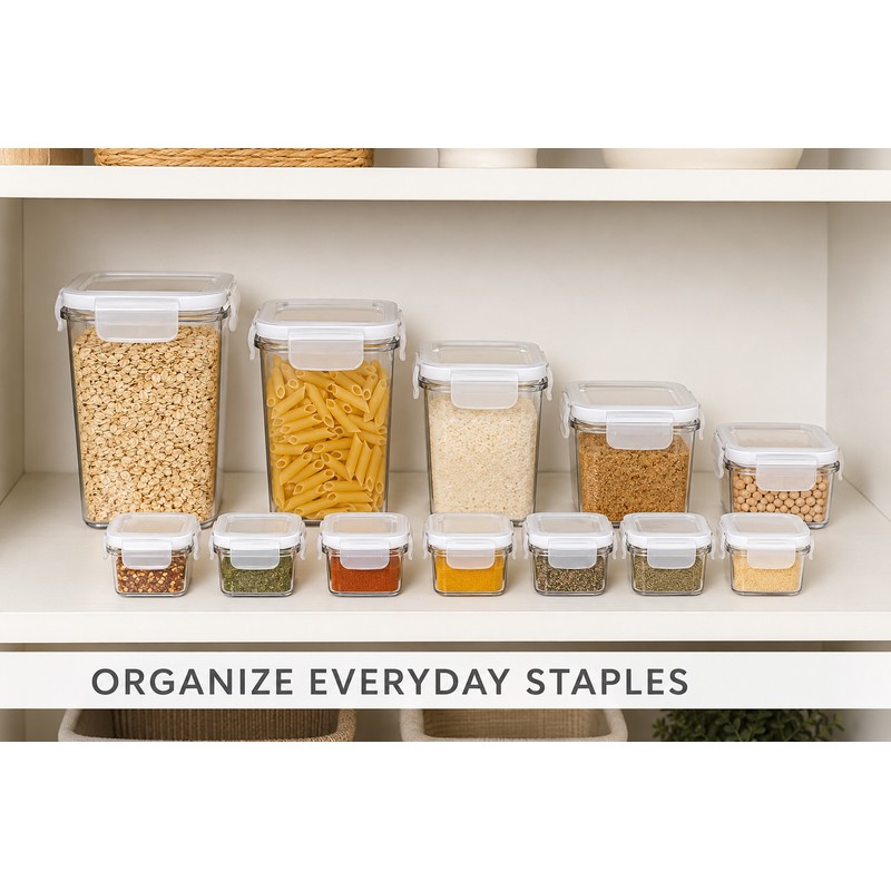 12PCS Food Storage Containers with Lids - Plastic Kitchen Pantry