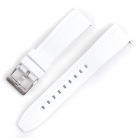 StrapHabit Quick Release Rubber Watch Strap Band FKM 20mm 22mm 24mm (White, 20mm)