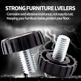 Zorveiio 30 Pcs M8 Furniture Levelers Table Leg Levelers, Cold Rolled Steel Levelling Foot Screw on Furniture Glides Foot Adjuster Mini Adjustable Feet for Furniture Legs Patio Furniture Feet - Black