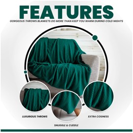 GAVENO CAVAILIA Popcorn Honey Comb Sofa Bed Blanket, Super Soft Fluffy Easy Care Lightweight Luxury Design, Cosy Warm Settee Waffle Throw-Over [Single (130x150 cm), Green], 250449
