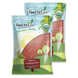 Food to Live Organic Adzuki Beans, 20 Pounds – Non-GMO, Sproutable, Whole Raw Dried Azuki Beans (Red Mung Beans), Vegan, Kosher, Bulk Organic Beans.