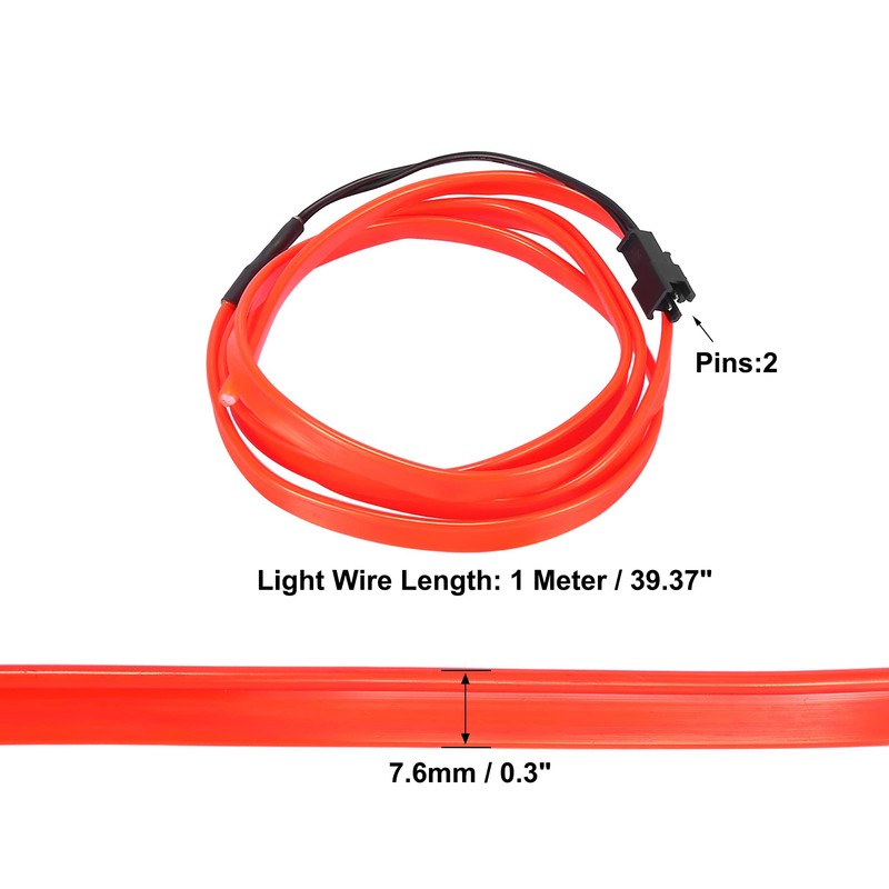 X AUTOHAUX 1 Meter/3ft Car Interior USB EL Wire String