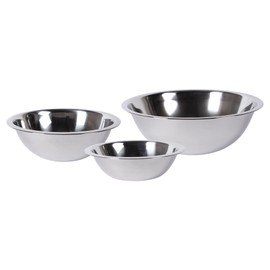 Argon Tableware 3pc Stainless Steel Mixing Bowl Set - 3 Sizes - Deep Metal Nesting Kitchen Baking Cooking Salad Easy Storage Food Bowls