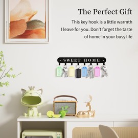 2Pcs Home Sweet Home Key Holder for Wall Mount,Total 16 Hooks, Adhesive Key Wall Hook Or Stowel Hook Or Hat Rack Or Towel Hook, No Drilling Required for Cute Wall Keychain