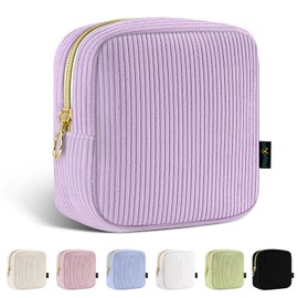 Small Cosmetic Bag, Corduroy Cosmetic Bag, Make Up Organiser Bag, Metal Ring Zipper, Mini Travel Accessories, Beauty Gift Sets, Toiletry Bag for Women, Girls, Women, Birthday, purple