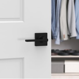 Weiser Casey Matte Black Door Handle, Reversible Half Dummy Lever, Non-turning Interior Door Handles for Wardrobe, Closet Door & French Doors, Cabinet Handle/Cupboard Handles, Modern Home Décor