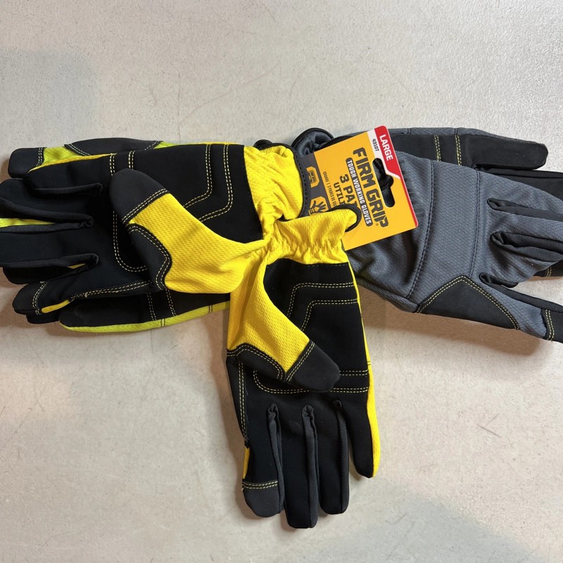 Firm Grip Utility Work Gloves L Stretch Heavy Duty, 3