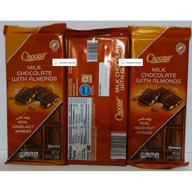 Choceur Austria Milk Chocolate with Almonds Bars 5.29oz 150g (Three