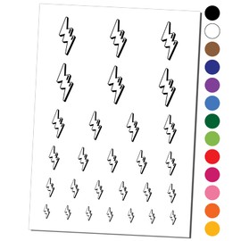 Quirky Lightning Bolt Temporary Tattoo Water Resistant Fake Body Art Set Collection - Red (One Sheet)