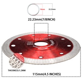 TOOLEAGUE Diamond Saw Blade, 4-1/2 inch Super Thin Tile Blade, Diamond Cutting Wheel for Cutting Porcelain Tile Granite Marbles, 5 Pcs