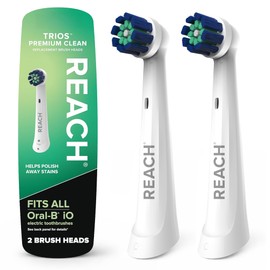 Reach® Trios™ Premium Clean Replacement Toothbrush Heads, Fits All Oral-B iO Electric Toothbrushes