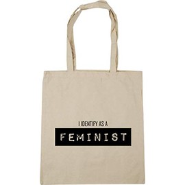 Hippowarehouse I identify as a feminist Tote Shopping Gym Beach Bag 42cm x38cm, 10 litres