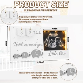 Lewtemi Baby Sonogram Picture Frame LED Illuminated Ultrasound Photo Frame with Baby Countdown Weeks for Pregnancy Announcements Expecting Parents to Be Unique Gifts Gender Reveal for New Moms Daddy