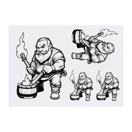 Azeeda 4 x 'Zwergenschmied' Temporäre Tattoos - Wasserfest, Hautfreundlich & Ungiftig · Transfers in Verschiedenen Größen (TO00078698)