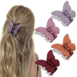 ATODEN Butterfly Hair Clips Claw Clips for Thin Hair 4Pcs Matte Butterfly Clips for Hair Jaw Clips Hair Accessories for Women Girls
