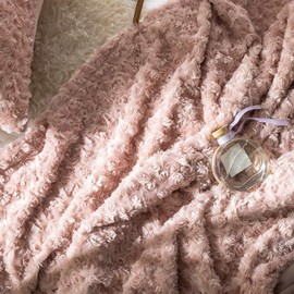 Simple&Opulence Plush Fluffy Throw Blanket Tridimensional Rose Pattern Soft Warm Microfiber Cozy Chic Shaggy Reversible Coverlet for Girls Home Décor Couch, 102"x 88" (King, Pink)