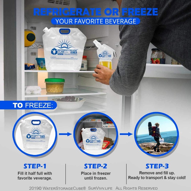 Premium Collapsible Water Container Bundle, Cube + Bag, No BPA