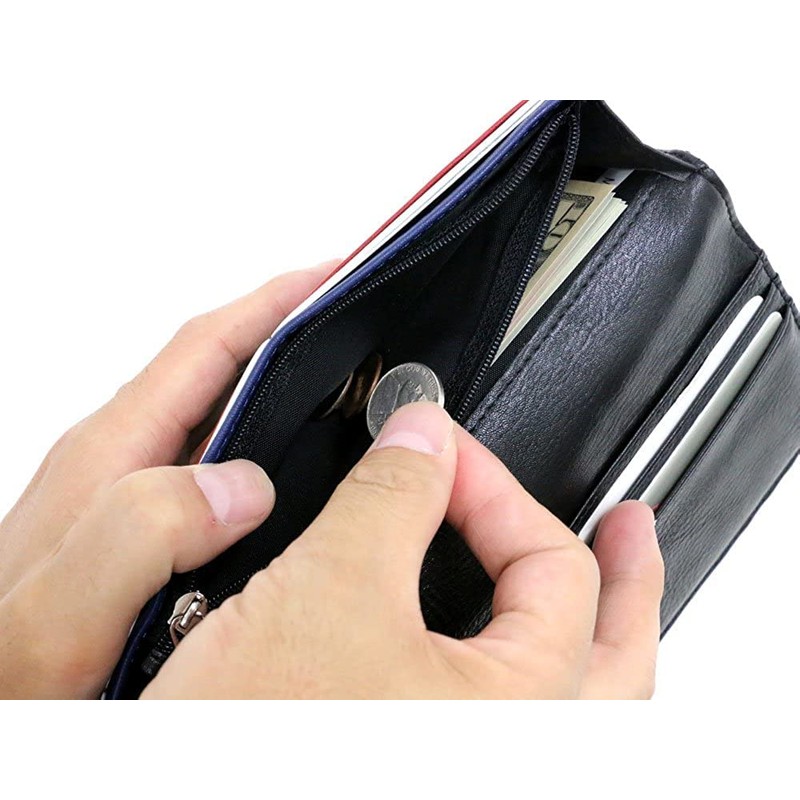 Liberto Edwin Men's Long Wallet, Large Capacity, PU Leather, Synthetic