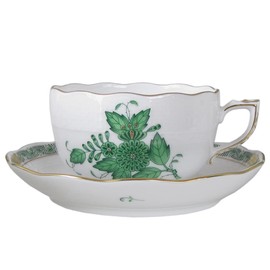 Helend Teacup & Saucer Apony Green, 7.8 fl oz (200 ml), Hand Painted 724000 AV 724 00724000-AV