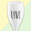 Koziol 3780525 Plastic Champagne Flute with Print, Opaque White, 5.7